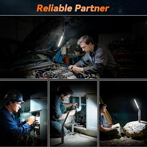 2Pack Magnetic Work Light, All Aluminum & 1500 High Lumens Rechargeable Work Light, 7 Mode & 360° Rotation Mechanic Light, Rechargeable Flashlight for Car Repairing, Emergency, Christmas Gifts for Men thumbnail 6