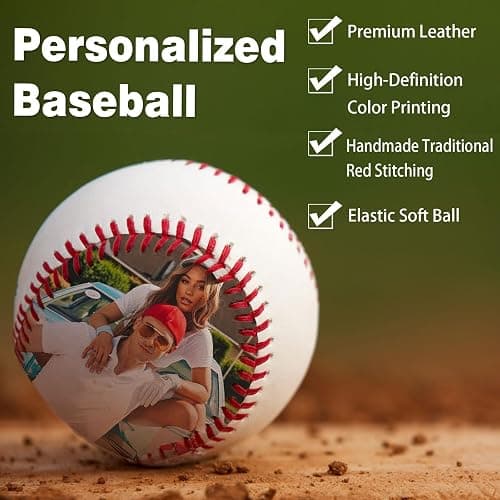 Personalized Baseball with Photo, Custom Text Leather Baseball, Customizable Commemorative Display Ball, Father's Day Valentine's Day or Retirement Gift, for Coach Players thumbnail 4