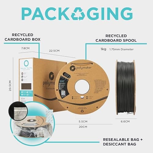 Polymaker ABS Filament Black 1KG 1.75mm, Heat Resistant, Strength | High Toughness, Impact-Resistance, Low Odor, 3D Printer Filament for Most FDM Printers, Dimensional Accuracy +/- 0.03mm thumbnail 7