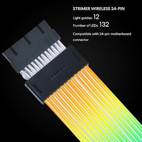 Lian Li Strimer Wireless 24 Pin with Controller (PW24-1W-T) - Addressable RGB Power Extension Cable - 2.4 GHz Wireless Control with 315mm; 12.4 Inch Length - Wireless Controller Included & Required thumbnail 4
