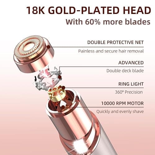Facial Hair Removal for Women, Electric Rechargeable Painless Hair Remover for Face, Upper Lips, Chin, Peach Fuzz, with LED Light thumbnail 7