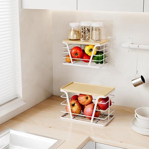 TIDIIABODE 2 Pack Stackable Laundry Room Organization and Storage, Laundry Room Decor and Accessories, Trash Bag Holder with Bamboo Top and Garbage Bag Dispenser, White thumbnail 7