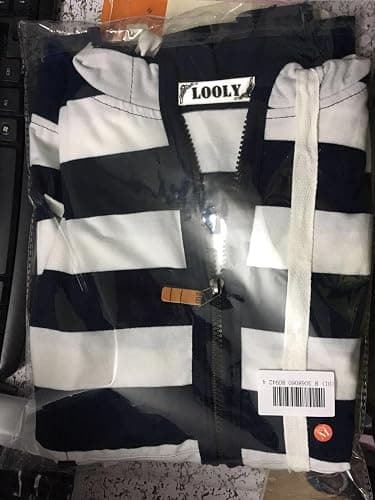 LOOLY Women Plain Zipper Spring Hoodie Striped Hooded Jacket thumbnail 4