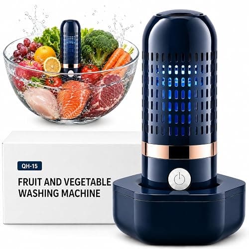 PurePod Produce Cleaner, 3-Minute Fruit and Vegetable Cleaner with OH-Ion Technology, One-Touch Auto Stop, Cordless Rechargeable IPX7 Food Washer for Meat, Seafood, Rice & Grains - Image 1