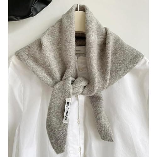 Wendyfull Triangle Scarf for Women Knitted Wool Headscarf Cashmere Feel Y2K Downtown Girl Aesthetic Streetwear Accessories thumbnail 3