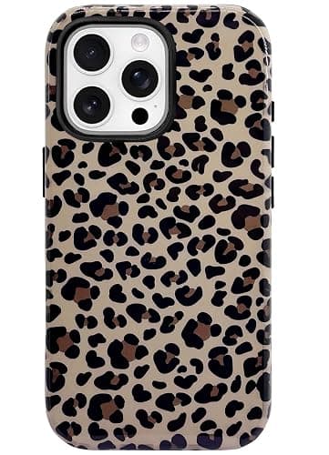 J.west Compatible with iPhone 16 Pro Case 6.3 inch with 2 Pack Tempered Glass Screen Protectors Cute Animal Leopard Hybrid Cover for Girls Women Aesthetic Protective Phone Cases Cheetah thumbnail 2