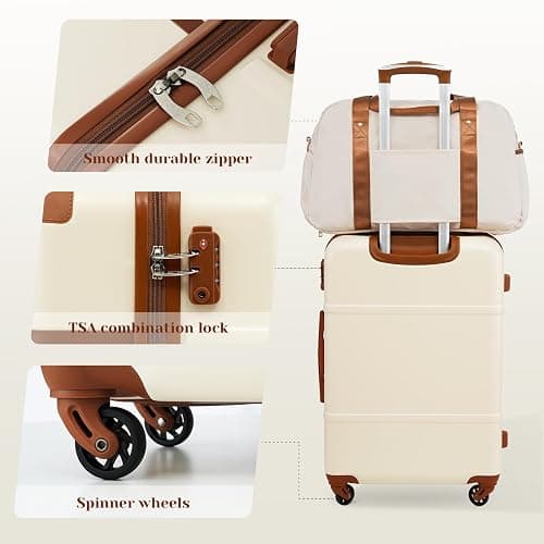 Coolife Luggage Set 3 Piece Suitcase Set Carry On Luggage PC Hardside Luggage TSA Lock Spinner Wheels Telescopic Handle thumbnail 4