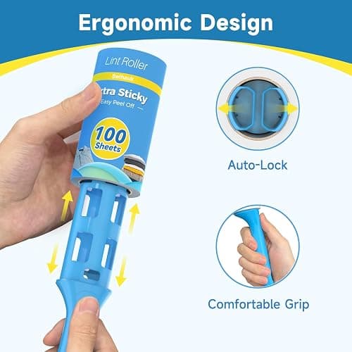 Swihauk 600 Sheets Extra Sticky Lint Rollers for Pet Hair, Easy Spiral Tear Lint Roller for Clothes with Ergonomic Handle, Multipurpose Lint Remover for Furniture, Carpet, Car Seat thumbnail 7