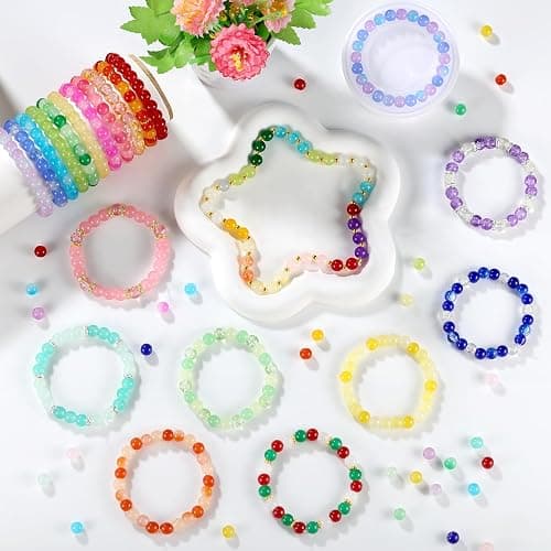 Zefy 120 Colors Glass Beads Bracelet Making Kit, 2676pcs 4 Types 8mm Crystal Beads for Jewelry Making and DIY Crafts, 5 Box Round Bead for Friendship Bracelets with Spacer Beads and Charms thumbnail 7