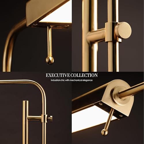O'Bright Cedric Adjustable Pharmacy Floor Lamp - Industrial Design for Reading, Crafting, Work - 10W LED, Height 45-61 inches - Ideal for Living Room, Bedside, Office - Antique Brass (Gold) thumbnail 6