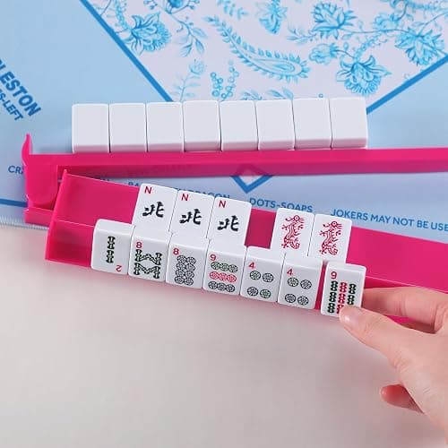 Pink Acrylic Mahjong Tile Racks with Pushers thumbnail 2