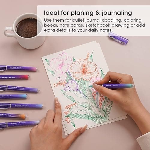 WRITECH Liquid Ink Rollerball Pens: 8ct Assorted Colors Extra Fine Point Tip 0.5mm Roller Ball Rolling Pen for Smooth Writing Coloring Drawing Journaling No Bleed & Smear &Smudge Multi Colored. thumbnail 5