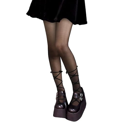 Benefeet Sox Womens Sheer Tights High Waist Sexy Lace Pantyhose Transparent Stockings Nylon Silk See Through Thin Long Socks thumbnail 9