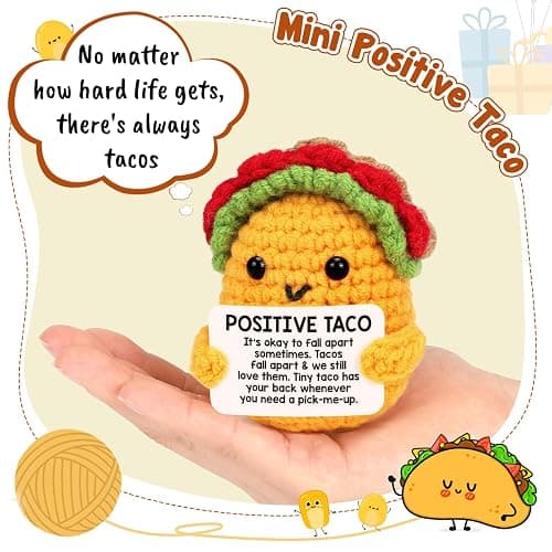 Positive Crochet Taco Christmas Birthday Gifts for Women Men Stocking Stuffers Basket Holiday Decor Self Care Card Teacher Adult Kids Son Mom Dad Daughter Sister Friend Coworkers Inspirational Gift thumbnail 7