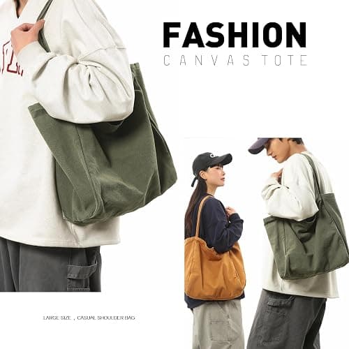 YAVCOOL Canvas Tote Bag for Women Large Hobo Shoulder Bag for Work Travel Casual Message Bag Tote Purse handbags thumbnail 3