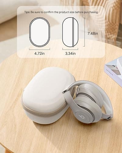 Case for Beats Studio Pro/Solo 4/Solo 3/Studio3 On-Ear Headphones, Portable Travel Hard Shell Storage Bag (Beige) thumbnail 5