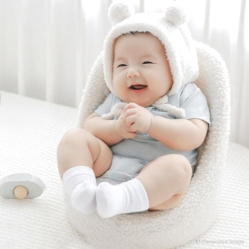 Baby Socks Infant White Crew Socks Baby Girls Soft Newborn Dress Sock Boys Baptism 0-12 Months 10 Pack thumbnail 3