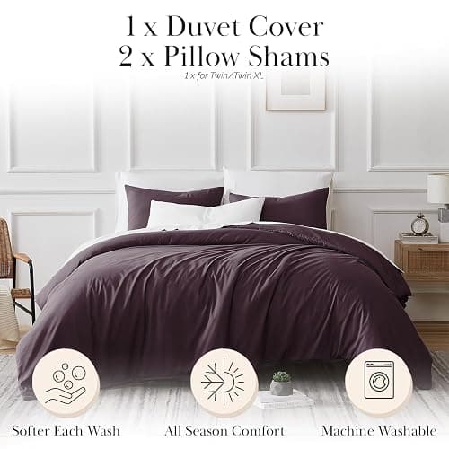 Southshore Fine Living, Inc. Oversized XL/Twin Duvet Cover Set Ultra-Soft Brushed Microfiber Comforter Cover Zipper Closure Includes 1 Twin Duvet & 1 Pillow Sham Wrinkle-Resistant, Purple thumbnail 2