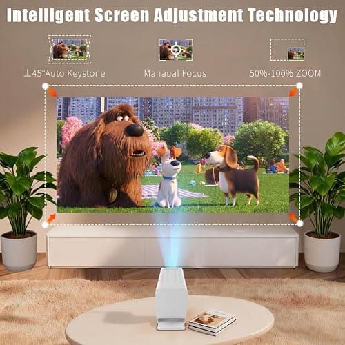[Smart Projector with Apps] 4K Supported Mini Projector with Wifi and Bluetooth, XENPONAD Movie Projector for Bedroom Celling Camping & Outdoor Use, Portable Projector with Speaker, Auto Keystone thumbnail 3
