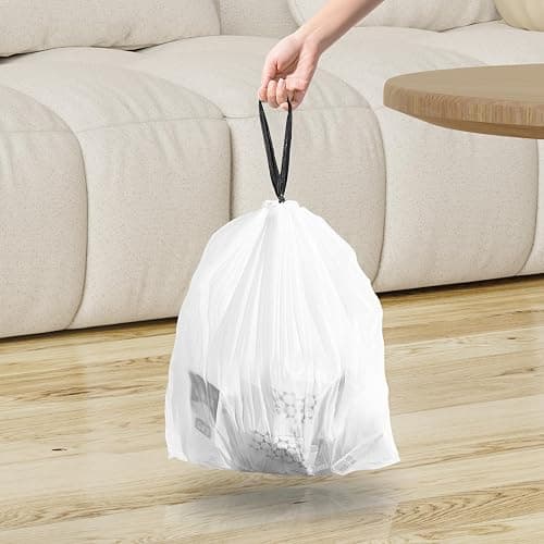 120 Counts 1.6 Gallon Mini Drawstring Trash Bags, Small Garbage Bags by KSSKSS, Code a fit 4.5-8 Liter, 1.2-2 Gal, White Trash Bin Liners for Home Office Kitchen Bathroom Bedroom thumbnail 2