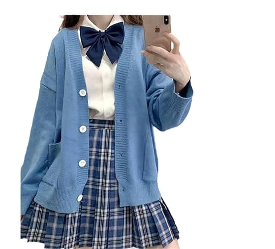 TXYJJP Womens Japanese Cute Kawaii Knitted Cardigan Sweater Cosplay Long Sleeve Button Down JK School Uniform Jacket thumbnail 5