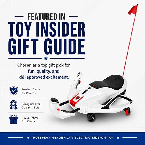 Rollplay Nighthawk NexGen Kids Electric Ride-On, 24V, White | Rollplay Nighthawk NexGen 24V electric ride-on for kids ages 6+, 6.5 MPH, white, rechargeable battery thumbnail 10