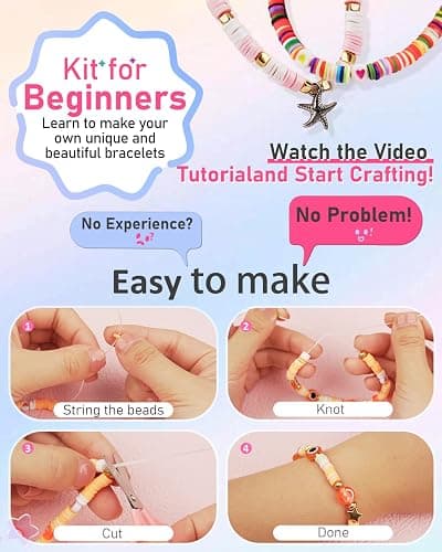 Mio Angle Bracelet Making Kit for Beginner 5000Pcs Preppy Polymer Friendship Bracelet Making with Charms Kit for Jewelry Making DIY Arts and Crafts Birthday Gifts Toys for Kids Age 6-13 - Multicolor thumbnail 2
