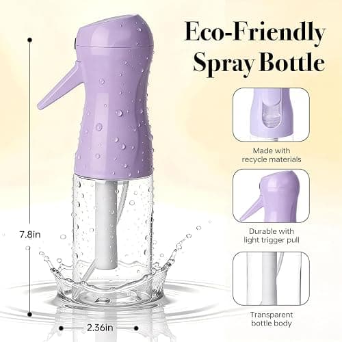 RMNJPW 3Pcs Continuous Spray Bottles For Hair,Ultra Fine Mister for Hair Styling, Plants, Cleaning, Salon, Misting & Skin Care (200ML Green+Pink+Purple) thumbnail 2