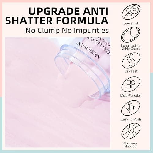 Morovan Acrylic Nail Powder Set: 4 Colors Clear Nude Pink White Acrylic Powder for Nail Extension Carving thumbnail 3