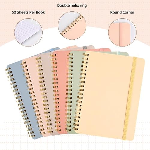 EHME EHME EHME 6 PCS Small Spiral Notebook 5x7, Cute Aesthetic Spiral Journal Note book for Women & Men, Spiral Bound Journals for Work School Note Taking Business, Journals for Writing 50 Sheets thumbnail 3