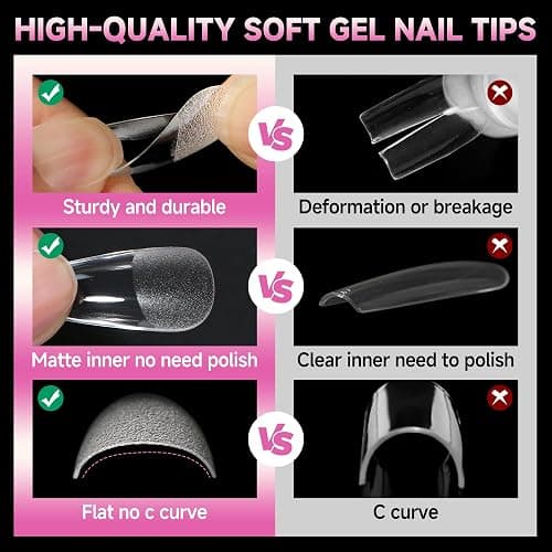 UNA GELLA Medium Coffin Nails Tips Gel Nail Tips Coffin 120pcs Half Matte Acrylic Full Cover Nail Tips Fake Nails Clear C offin Press on Nails for Nail Extensions Home DIY Salon 12 Sizes thumbnail 6