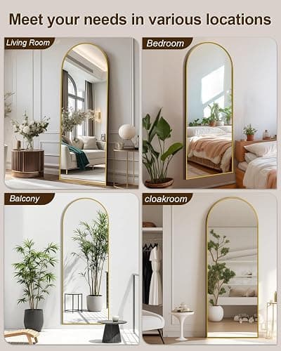 SUNQUEEN 58"x19" Floor Mirror Full Length, Arched Full Length Mirror with Stand, Full Body Mirrors for Bedroom Living Room or Cloakroom Gold thumbnail 8