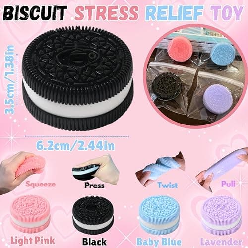 4Pcs Biscuit Stress Relief Toy, Pinching Biscuit Simulation Squishy Toy, Anxiety Relief Sensory Toy,Soft Decompression Toy, Stress Squeeze Fidget Toys for Kids and Adults, Taba Squishy, Fufu Squishy thumbnail 3