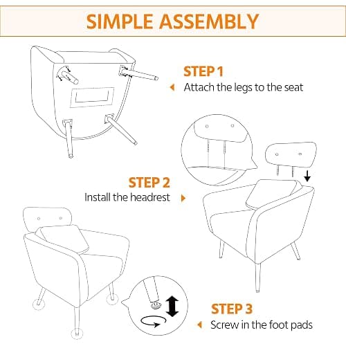 Yaheetech Tub Chair, Cozy Living Room Chair with Adjustable Headrest, Boucle Armchair with Lumbar Pillow and Golden Legs, Modern Accent Chair for Bedroom Lounge Waiting Room Office, White - White - 1 thumbnail 9