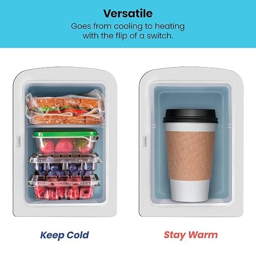 Chefman - Iceman Mini Fridge, 4 Liter/6 Can, Portable, Provides Compact Storage For Skincare, Snacks, Beverages and More, Cooler and Warmer Personal Fridge, Home/Car/Bedroom, Black thumbnail 4