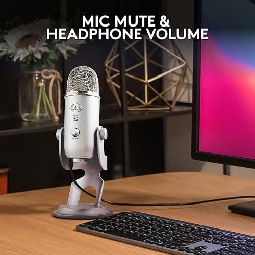 Logitech Creators Blue Yeti USB Microphone for Gaming, Streaming, Podcast, YouTube, Discord, PC, Studio Sound, Plug & Play-Silver thumbnail 10