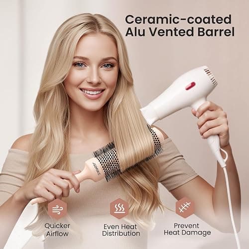 AIMIKE Round Brush for Blow Out, Extra Long Round Hair Brush w/Nano Thermal Ceramic & Ionic Tech, for Blow Drying & Styling, Curling and Shine - Barrel 1.7 inch thumbnail 6