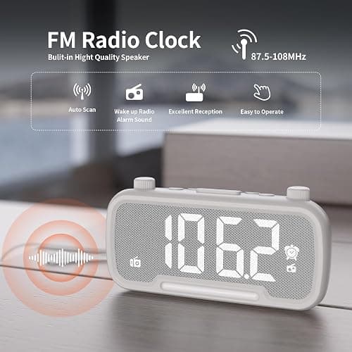 Alarm Clock Radio with Bluetooth Speaker, FM Radio, High Fidelity Sound, Bedside Clock with 2 Charging Ports, Adjustable Dimmer & Volume, Night Light, Auto-off Timer, Ideal for Bedroom and Home Office thumbnail 5