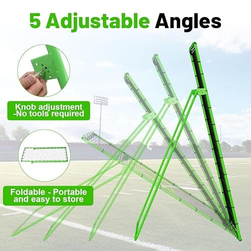 4×7ft Rebounder Net，Soccer Rebounder with Adjustable 5 Angles，6 Ground Stakes，1 Glove，Baseball Rebounder Net with Fluorescent Green Pitching Target，Net for Individual/Team Baseball Training thumbnail 2