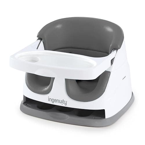 Ingenuity Baby Base 2-in-1 Booster Feeding and Floor Seat with Self-Storing Tray - Slate - Image 1