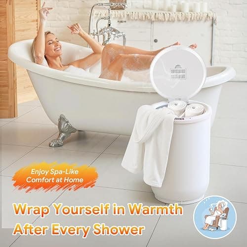 POWSAF Towel Warmer, Luxury Towel Warmers for Bathroom, Large Blanket Heater Bucket, Aroma Tray for SPA, Auto Timer and Protection Feature, Fits Oversized Towels, Blankets, Bathrobes, PJs, and More thumbnail 7