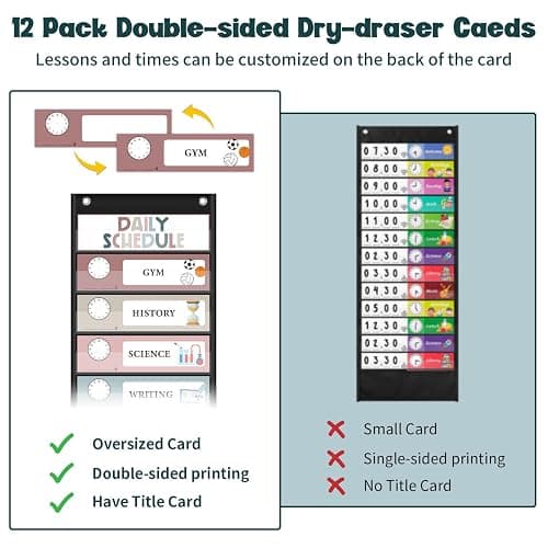 Monthly Calendar Pocket Chart for Classroom, Printed Days of The Week with Cards, Learning for Home or Kindergarten, Teacher Must Have Supplies That Fits Any School Décor (Black Calendar+Daily Schedule) thumbnail 6