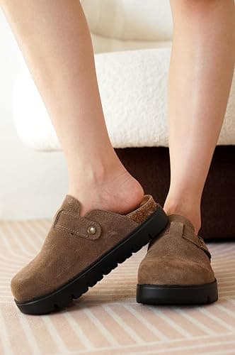 Project Cloud 100% Genuine Leather Platform Clogs for Women Footwear - Memory Foam Arch Support Cork Footbed Casual Shoes & Mules for Women 2025 (Benton Chunky) thumbnail 2