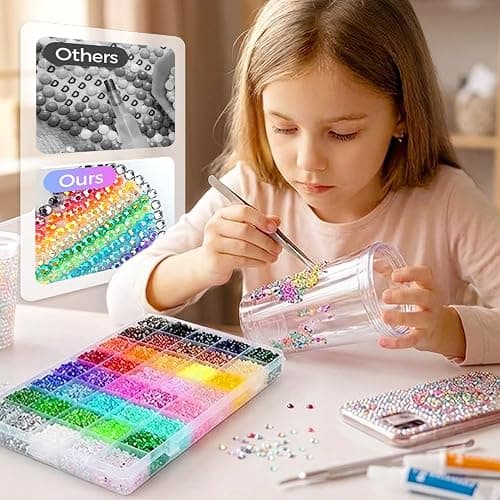 Colorful DIY Resin Rhinestone Kit for Bedazzling, Resin Jelly Rhinestones for Bedazzling, Multicolor 3mm Flatback Gems for Diamond Art 3Pcs B7000 Jewelry Glue for Bedazzled Nail Art （30000） thumbnail 7