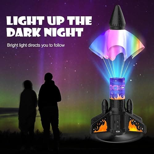Ovaasy Rocket Launcher for Kids, 200 ft Self Launching Motorized Rocket Toy with LED and Safety Parachute Land, Outdoor Toys Cool Birthday for Boys Ages 8-12 (Orange) thumbnail 4