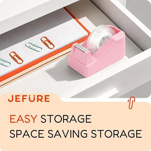 JEFURE Lightweight Desktop Tape Dispenser, 6 Rolls Tape, 1-Inch Core | Transparent Tape Holder with Stable Non-Skid Base, 0.71 in x 1000 in Each Roll, for Office, Home & School Use thumbnail 6
