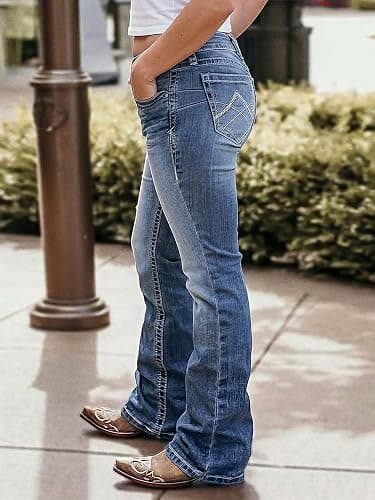 Flamingals Boot Cut Jeans for Women High Waist Tummy Control Straight Flare Trendy Denim Pants thumbnail 3