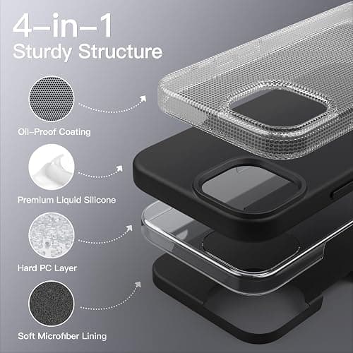 JETech Silikon Hülle für iPhone 13 Pro 6,1 Zoll, Ganzkörperschutz handyhülle mit Seidig-Weicher Berühren, Stoßfeste Hülle mit Mikrofaser-Futter (Schwarz) thumbnail 3