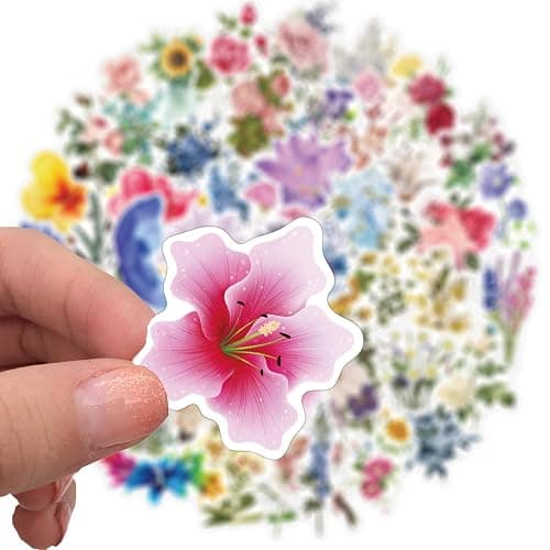 50 Pcs Stickers Aesthetic Waterproof Vinyl Sticker Packs scrapbook autocollant for Kindle Trunk Laptop Water Bottle Hard Hat Skateboard Adults Kids Teens Girls Boys flower thumbnail 4