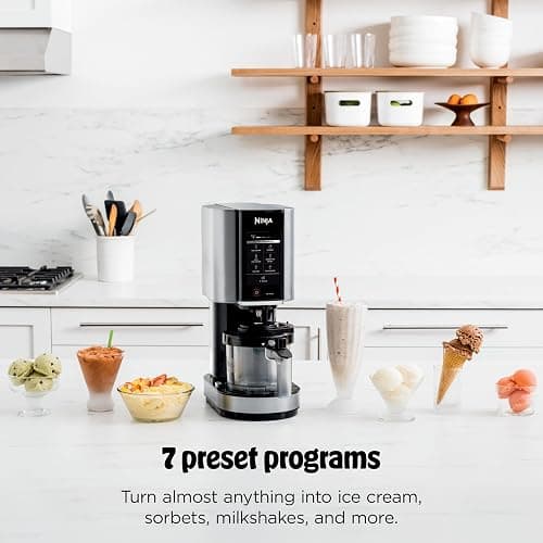Ninja NC301 CREAMi Ice Cream Maker, for Gelato, Mix-ins, Milkshakes, Sorbet, Smoothie Bowls & More, 7 One-Touch Programs, with (2) Pint Containers & Lids, Compact Size, Perfect for Kids, Silver thumbnail 2